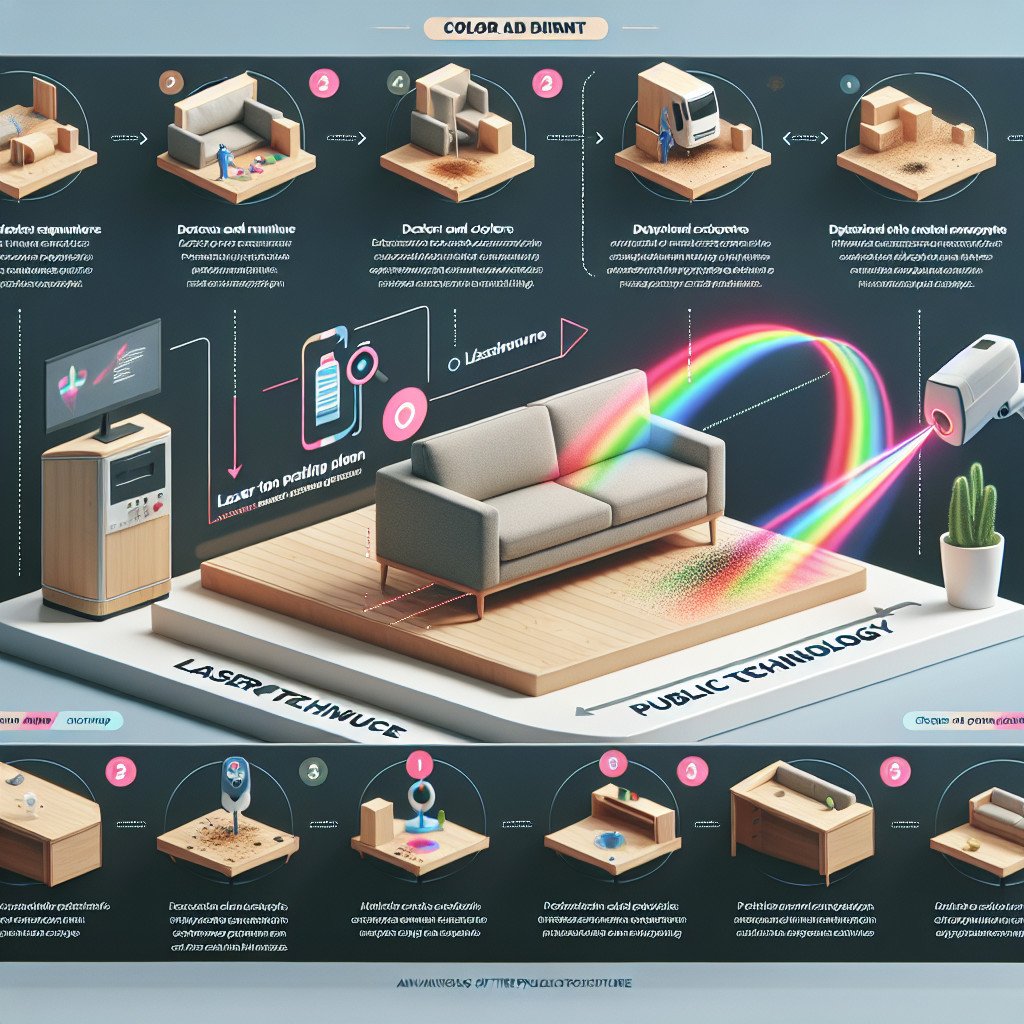 Odstraňování barvy a nečistot z veřejného nábytku pomocí laseru